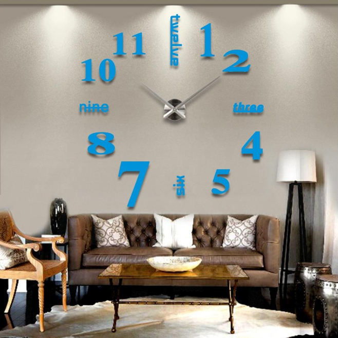 Horloge Miroir DIY Créative 3D A Monter Soi-Même Autocollants Mur 120 x 120 cm Jaune - www.yonis-shop.com