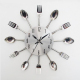 Horloge Murale Créative Quartz Cuisine Salon Couteaux Fourchettes Acier Inoxydable - www.yonis-shop.com