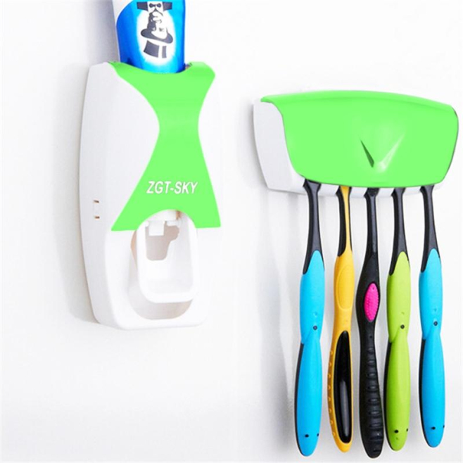 Distributeur Dentifrice Automatique Mural Porte Brosses A Dents 5 Places Vert - www.yonis-shop.com