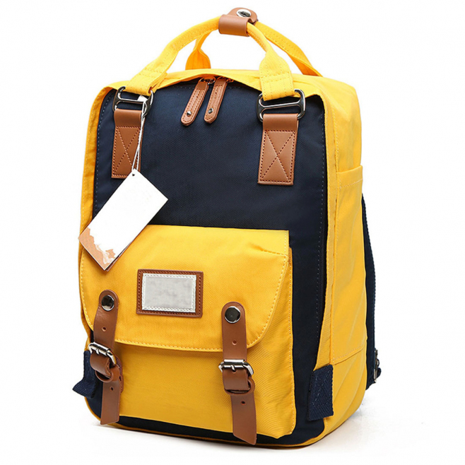 Sac à Dos Voyage Cartable Ecole Etudiant Ville 38 * 28 * 15cm Bleu Foncé Jaune - www.yonis-shop.com