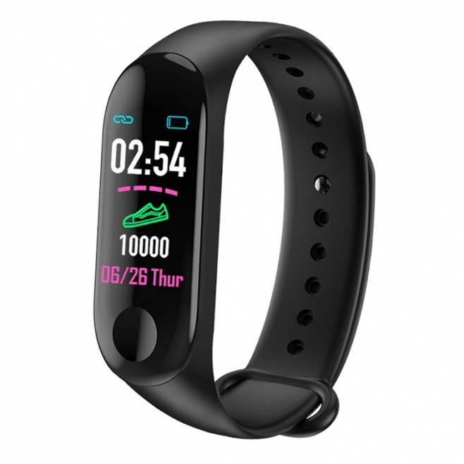 Bracelet Connecté Android iOS Montre Cardio Écran 0.96 Pouce Bluetooth Étanche IP67 Noir - www.yonis-shop.com