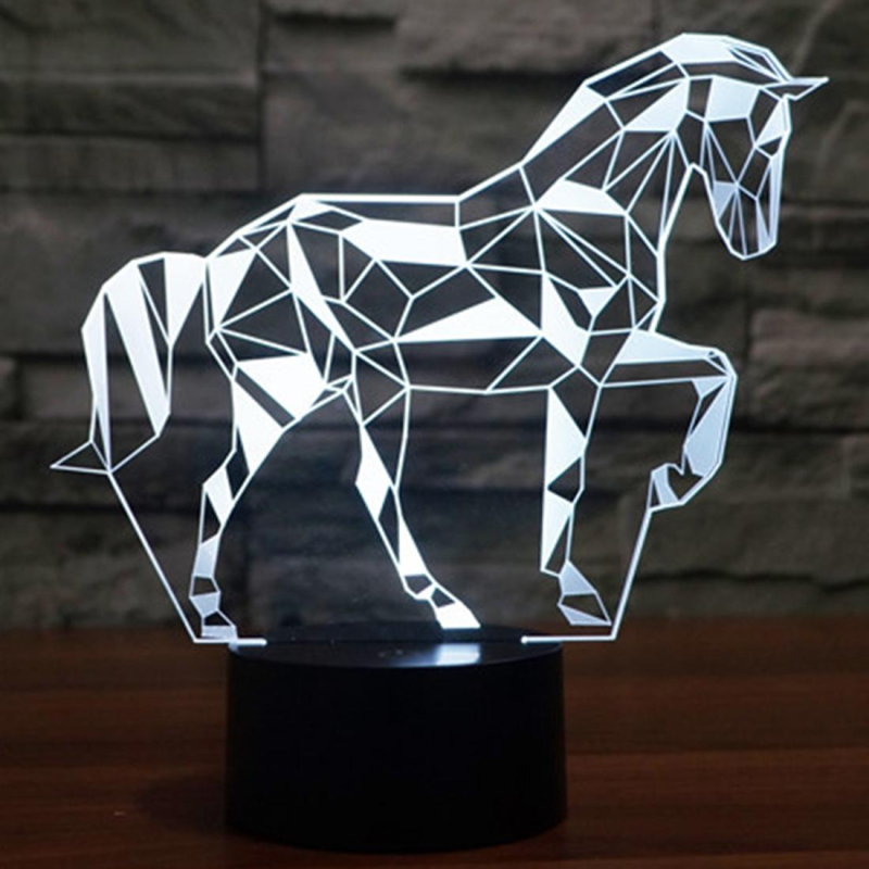 Lampe 3D Illusion Cheval 16 Couleurs – Veilleuse Tactile & Télécommandée, Rechargeable, Cadeau Parfait Fille Garçon 6-12 Ans Chevaux