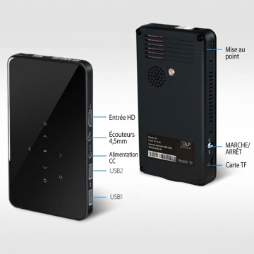 Mini Vidéoprojecteur Portable DLP Avec Batterie - Supporte 1080P, WiFi 6, Bluetooth 5.0, écran Tactile, 190g - 6