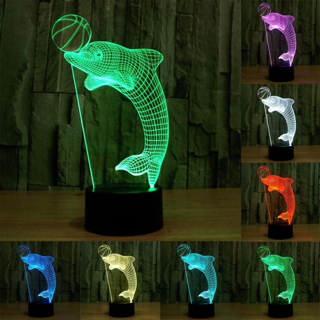 Lampe de Décoration 3D Dauphin Ballon LED 7 Couleurs Tactile 0.5W Pour Chambre Salon Hall Couloir - www.yonis-shop.com
