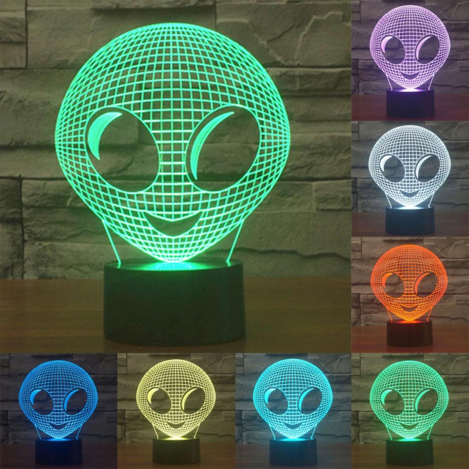 Lampe de Décoration 3D Extra-Terrestre Alien 7 Couleurs Lumière LED Tactile 0.5W Interrupteur Tactile Chambre Salon Couloir -...