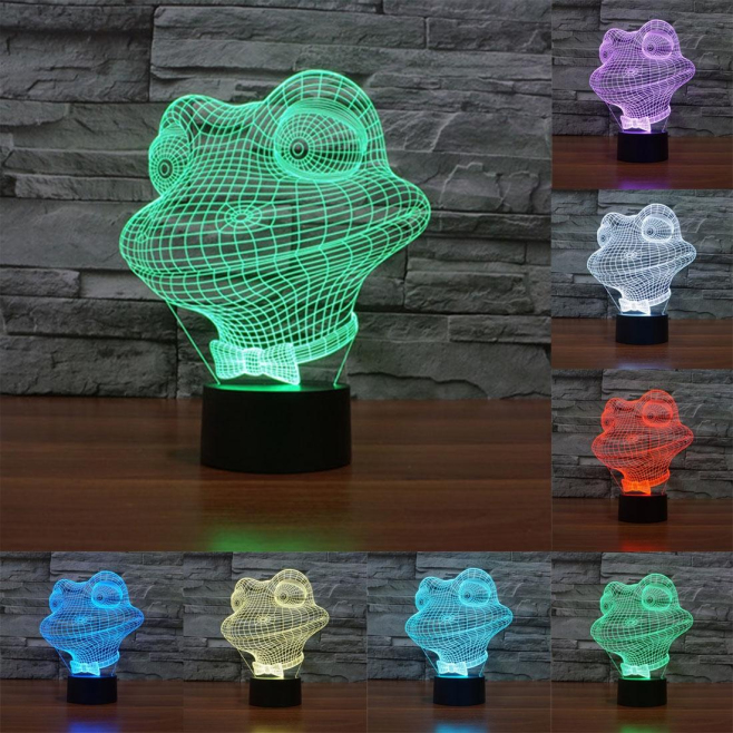 Lampe 3D Style Grenouille 7 Couleurs Luminaire LED Tactile 0.5W Décoration Chambre Salon Hall Couloir - www.yonis-shop.com