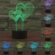 Lampe 3D Style Double Coeur 7 Couleurs Luminaire LED Tactile 0.5W Décoration Chambre Salon Hall Couloir - www.yonis-shop.com