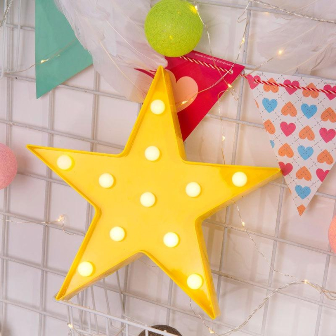 Lampe Décorative Maison Etoile Bleu LED Mariage Fête Chambre Enfant Cadeau Jaune - www.yonis-shop.com