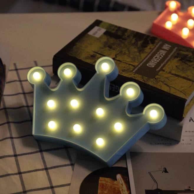 Lampe Décorative LED Forme de Couronne Veilleuse 50000 Heures Intérieur Lumière Blanche Chaude Bleu - www.yonis-shop.com