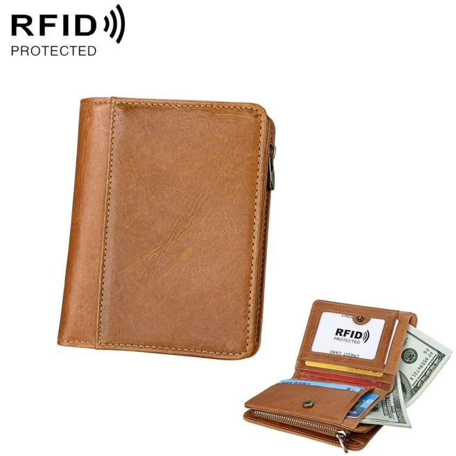 Portefeuille Protection Porte-Carte Magnétique RFID Hommes Mode Sac Cuir Haute Qualité Beige - www.yonis-shop.com