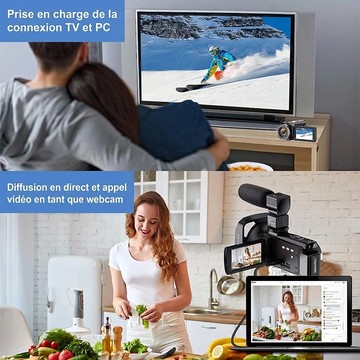 Caméscope 4K 64MP - Caméra Vidéo Avec Zoom 21X, Écran Rotatif 270° - Idéal Vlog YouTube, Cadeau Débutant - 5