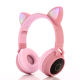 Casque Bluetooth 5.0 Chat Mignon Avec Micro Et Lumière LED, Radio FM, Micro SD, Pliable, Idéal Cadeau Pour Enfants et Ados - ...