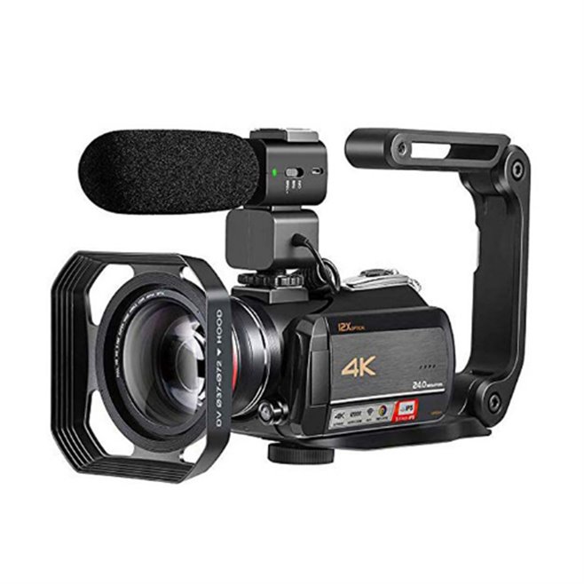 Caméscope Numérique 4K HD Vision Nocturne WiFi Zoom Optique 12X Avec Micro Et Support - www.yonis-shop.com