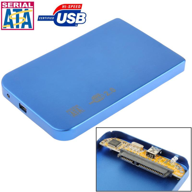 Boîtier Pour Disque Dur Externe Windows Mac OS 2.5 Pouces USB 2.0 SATA Bleu - www.yonis-shop.com