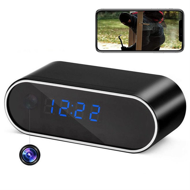 Réveil Caméra espion Wifi Connecté Full HD 1080P Détecteur de Mouvement Angle 150° - www.yonis-shop.com
