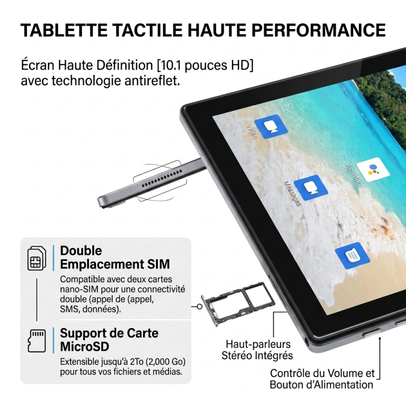Tablette 4G avec port carte SIM