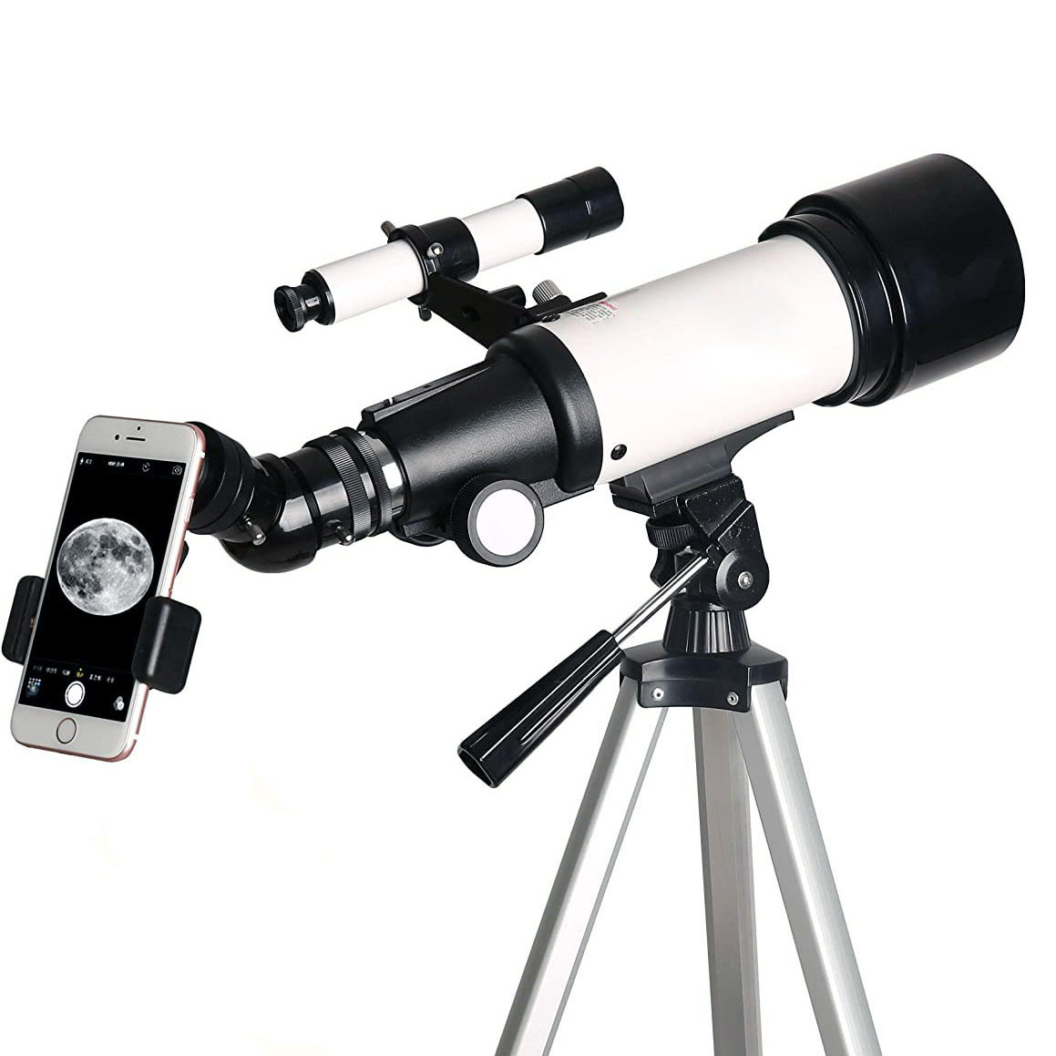 Télescope Astronomique 70/400mm - Puissant Réfracteur 20x-200x Avec Trépied, Adaptateur Smartphone Et Télécommande, Idéal Débutants Enfants Adultes