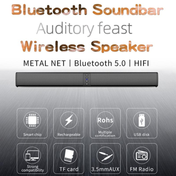 Barre De Son Bluetooth 4 Haut-Parleurs – Soundbar Stéréo Surround 3D, 4h D'Autonomie, Connexion Sans Fil Pour TV, PC, Smartphone – Son Cinéma à La Maison