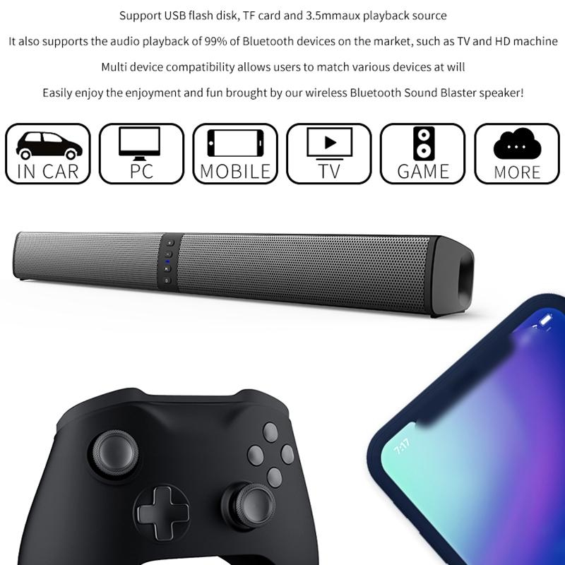 Barre De Son TV Bluetooth 5.1 Portable Avec Radio FM - Haut-parleur Sans Fil Pour Cinéma Maison, Musique - Support TF/USB