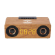 Enceinte Bluetooth Multifonction Bois Avec Chargeur Sans Fil et Alarme 10W 1200mAh