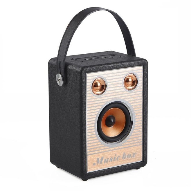 Enceinte Bluetooth Portable 8W Bois et Cuir Luxe Autonomie 6h Métal Brossé - www.yonis-shop.com