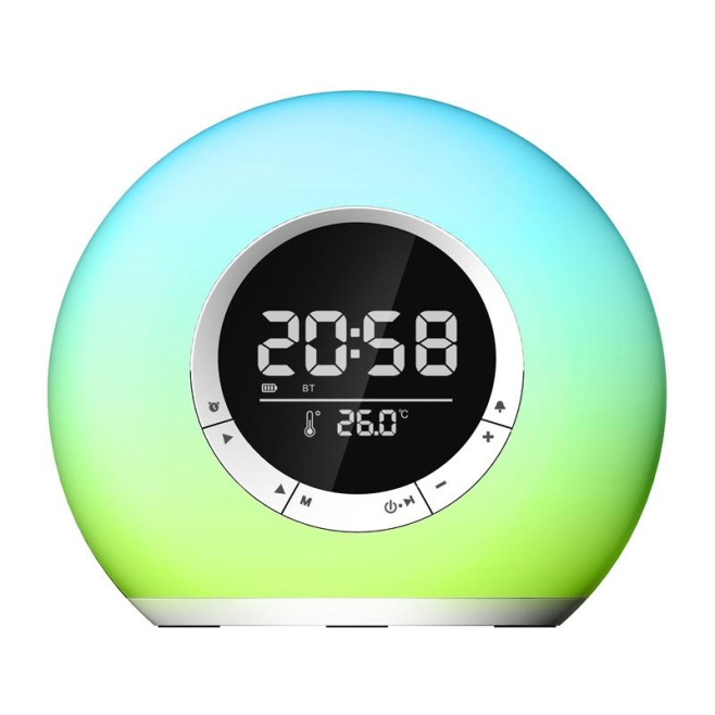 Enceinte Bluetooth Multifonction Avec Lumière d'Ambiance LED Alarme et Affichage Température Haut-parleur Stéréo Portable Son...