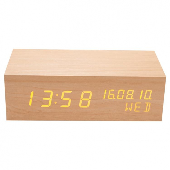 Réveil Haut-Parleur Enceinte Bluetooth Bois LED USB Alarme Lumière Nuit Qualité Audio - www.yonis-shop.com