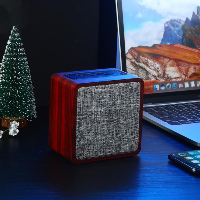 Enceinte Bluetooth Tissu Bois Avec Microphone Intégré Basses Puissantes Autonomie Longue Durée Connexion Stable Support TF AU...