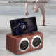 Enceinte Bluetooth Bois Stéréo Dual Horn Portable Avec Support Téléphone Autonomie 8h AUX TF - www.yonis-shop.com