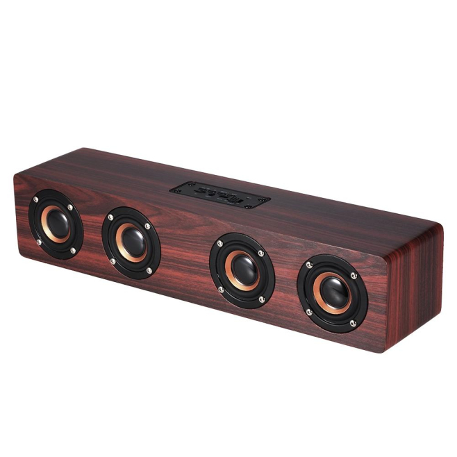 Enceinte Bluetooth Bois Super Bass 12W Quatre Haut-Parleurs Autonomie 8h Support Carte TF et Appel Mains Libres - www.yonis-s...