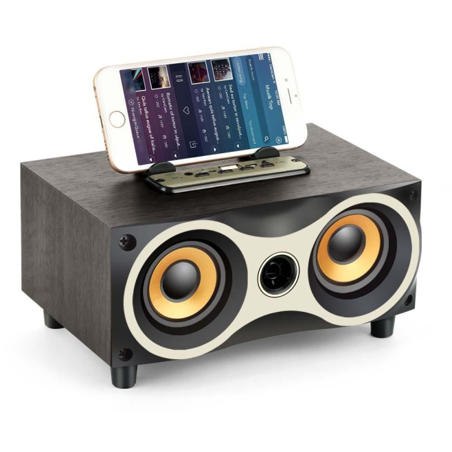 Enceinte Bluetooth Portable Bois Subwoofer Stéréo FM AUX MP3 Batterie 2000mAh Speaker Sans Fil - www.yonis-shop.com