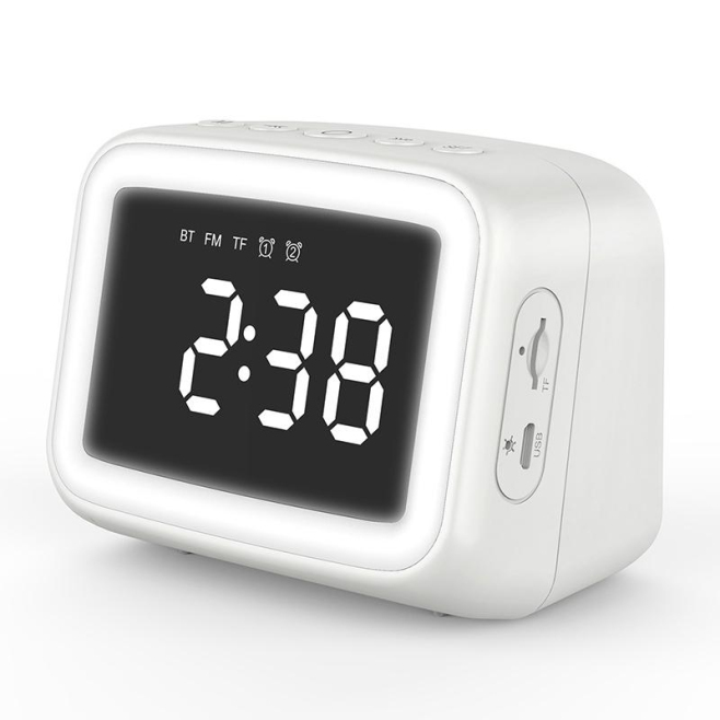 Mini Enceinte Bluetooth HD Avec Miroir LED Alarme Double Température en Temps Réel Lecture Carte TF 32GB AUX Mains-Libres - w...