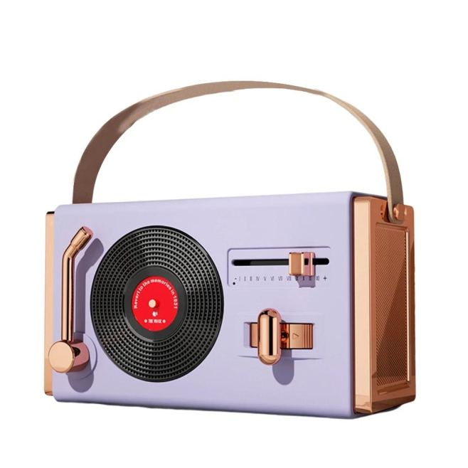Mini Enceinte Bluetooth Portable Rétro Fantasy Purple Son Stéréo 360° 5 Modes de Lecture Bluetooth 5.3 Autonomie 12h IPX5 - w...