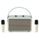 Enceinte Bluetooth Portable Effet Cuir Son Haute Qualité Avec Microphones Karaoke Autonomie Longue Durée Bois Gris