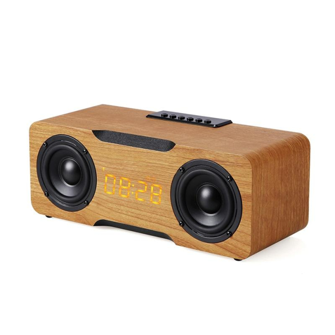 Enceinte Bluetooth Multifonction Réveil Design Bois Son 3D Puissance 24W Batterie Longue Durée - www.yonis-shop.com
