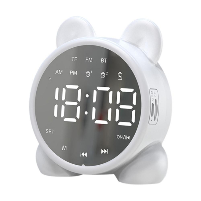 Mini Enceinte Bluetooth Avec Miroir Horloge Alarme FM Haut-Parleur Écran LED Lumièree - www.yonis-shop.com