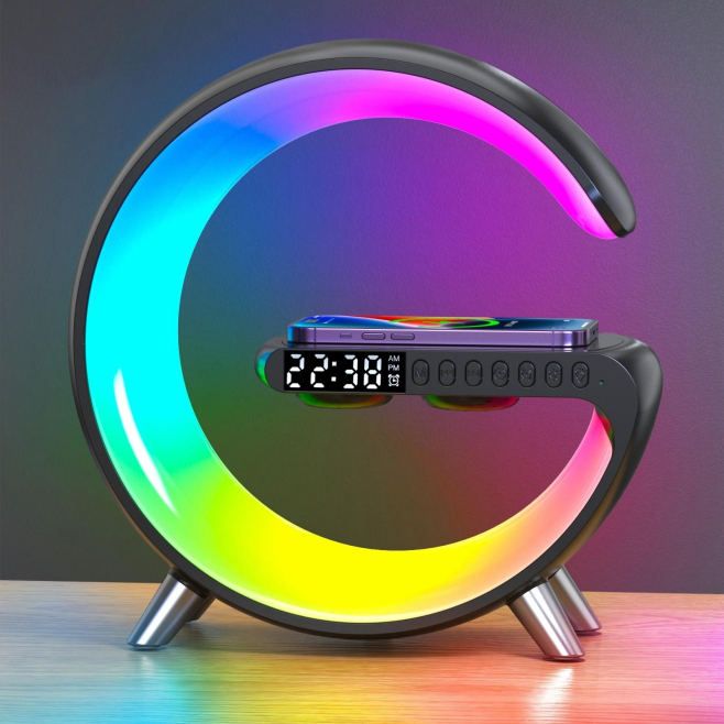 Enceinte Bluetooth Intelligente Avec Chargeur Sans Fil Réveil et Lumière Ambiante 15W - www.yonis-shop.com