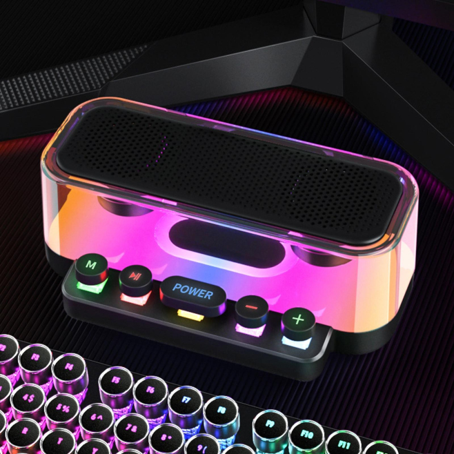 Enceinte Bluetooth Sans Fil Subwoofer Effets Lumineux Couleurs Support USB Compatible Multi-Scénarios Autonomie 1200mAh - www...
