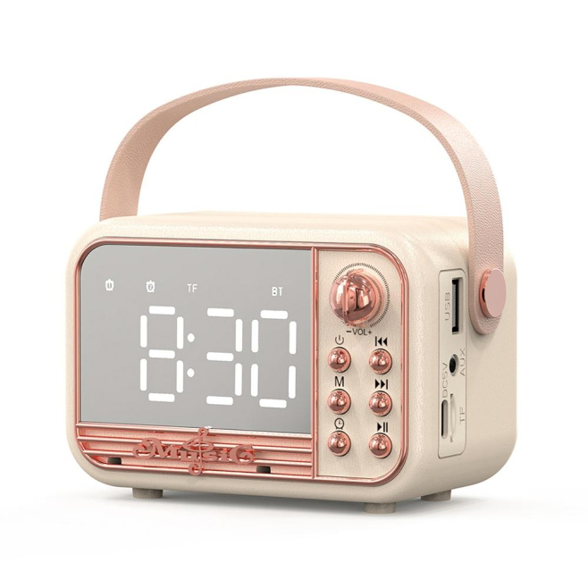 Réveil Rétro Portable Enceinte Bluetooth Haut-Parleur Étanche IPX5 Son Puissant 3W - www.yonis-shop.com