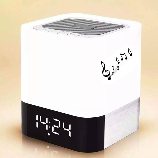 Enceinte Bluetooth Portable Avec Veilleuse LED Horloge Réveil Son Stéréo 3D Batterie 4000 mAh AUX TF Card FM Radio - www.yoni...