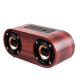 Enceinte Bluetooth Bois Haut-Parleur Double Cornes Qualité Sonore 3W Puissance Ajustement Volume Batterie Longue Durée Micro Intégré Anti-Glisse