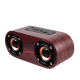 Enceinte Bluetooth Bois Haut-Parleur Double Cornes Qualité Sonore 3W Puissance Ajustement Volume Batterie Longue Durée Micro ...