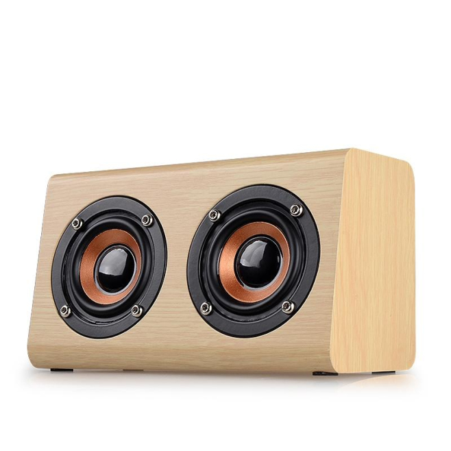 Enceinte Bluetooth Bois Double Haut-Parleurs Autonomie 8h Son Stéréo Micro Intégré - www.yonis-shop.com
