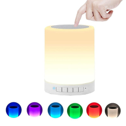 Enceinte Bluetooth Avec Lampe D Ambiance Réveil Éclairage Multicolore Tactile Lecteur TF AUX Rechargeable