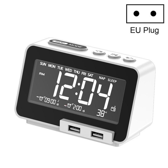 Enceinte Bluetooth Réveil Bureau Radio FM Chargeur USB Écran LCD Prise EU - www.yonis-shop.com