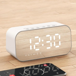 Enceinte Bluetooth Avec Réveil Et Écran LCD Miroir À Luminosité Réglable Bluetooth 5.0 Lecture MP3 Et Carte TF