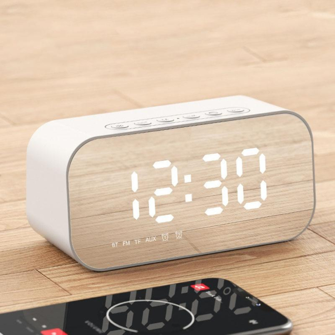 Enceinte Bluetooth Avec Réveil Et Écran LCD Miroir À Luminosité Réglable Bluetooth 5.0 Lecture MP3 Et Carte TF - www.yonis-sh...