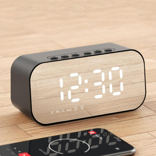 Enceinte Bluetooth Avec Horloge Et Miroir À Écran LCD Luminosité À Trois Niveaux Carte TF - www.yonis-shop.com