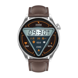 Montre Connectée Élégante Avec Bracelet En Cuir Écran Couleur 1.36 Pouces Surveillance Cardiaque Et Pression Artérielle Étanche IP67 Autonomie 35 Jours