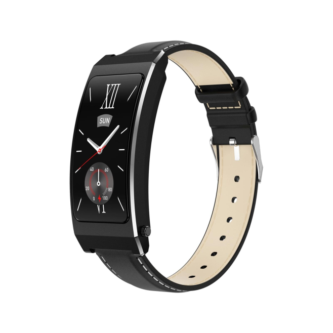 Bracelet Connecté Élégant en Cuir avec Appel BT et Suivi Santé Écran TFT 1.14 Pouces Autonomie 60h Compatible iOS Android - w...